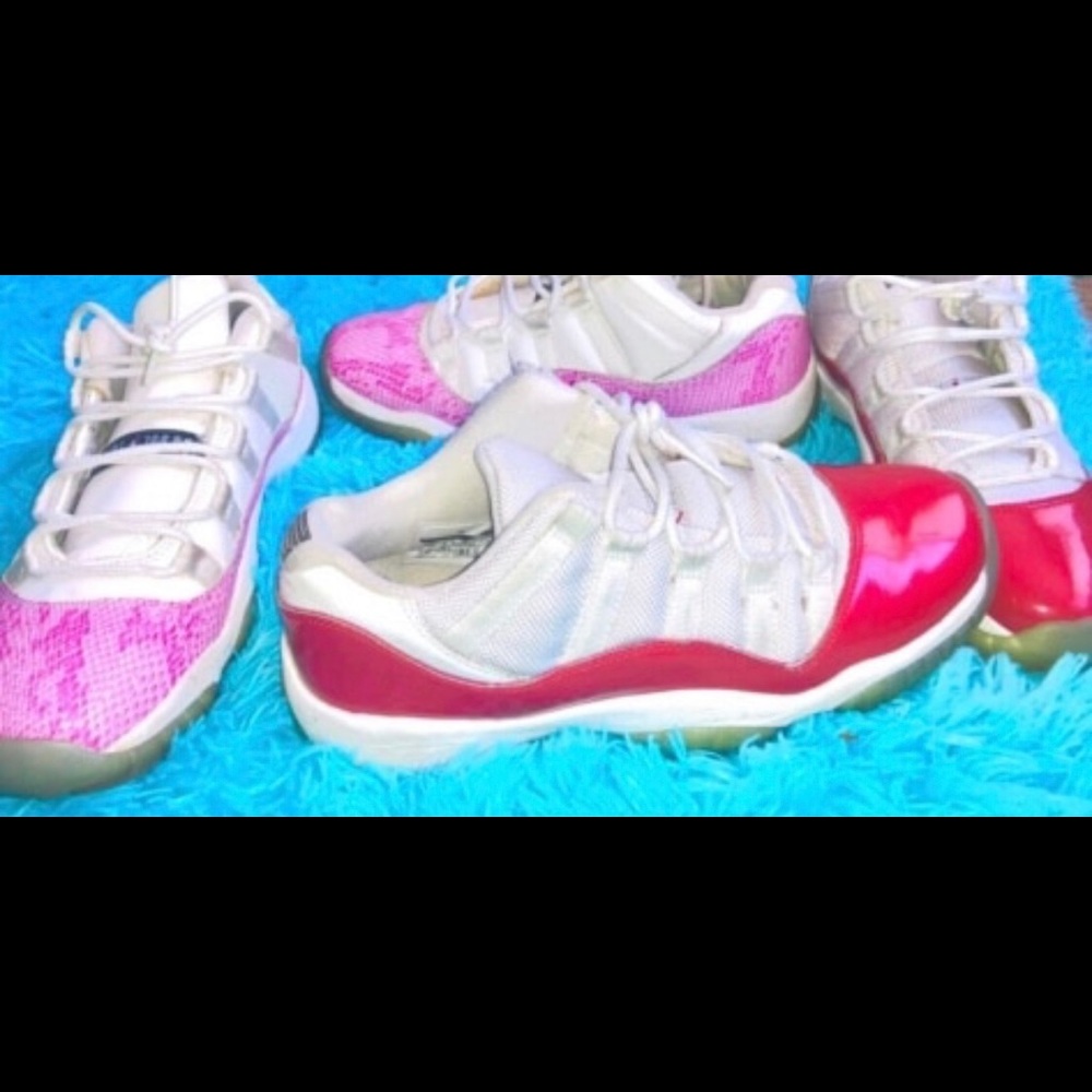 Pink white 11s and cherry red 11s size 6 in men